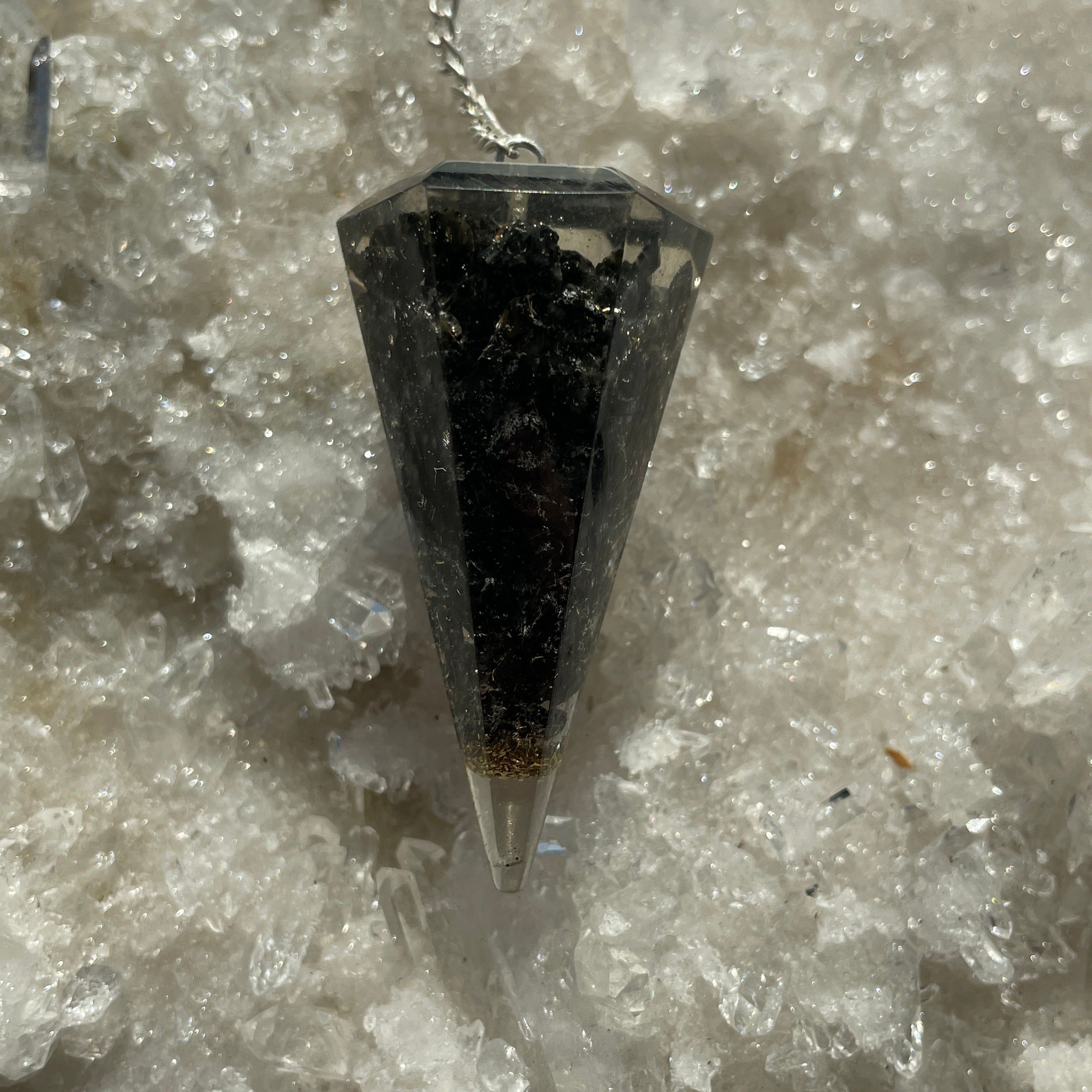 Orgonite Faceted Pendulum - Black Tourmaline Orgonite Faceted Pendulum - Black Tourmaline